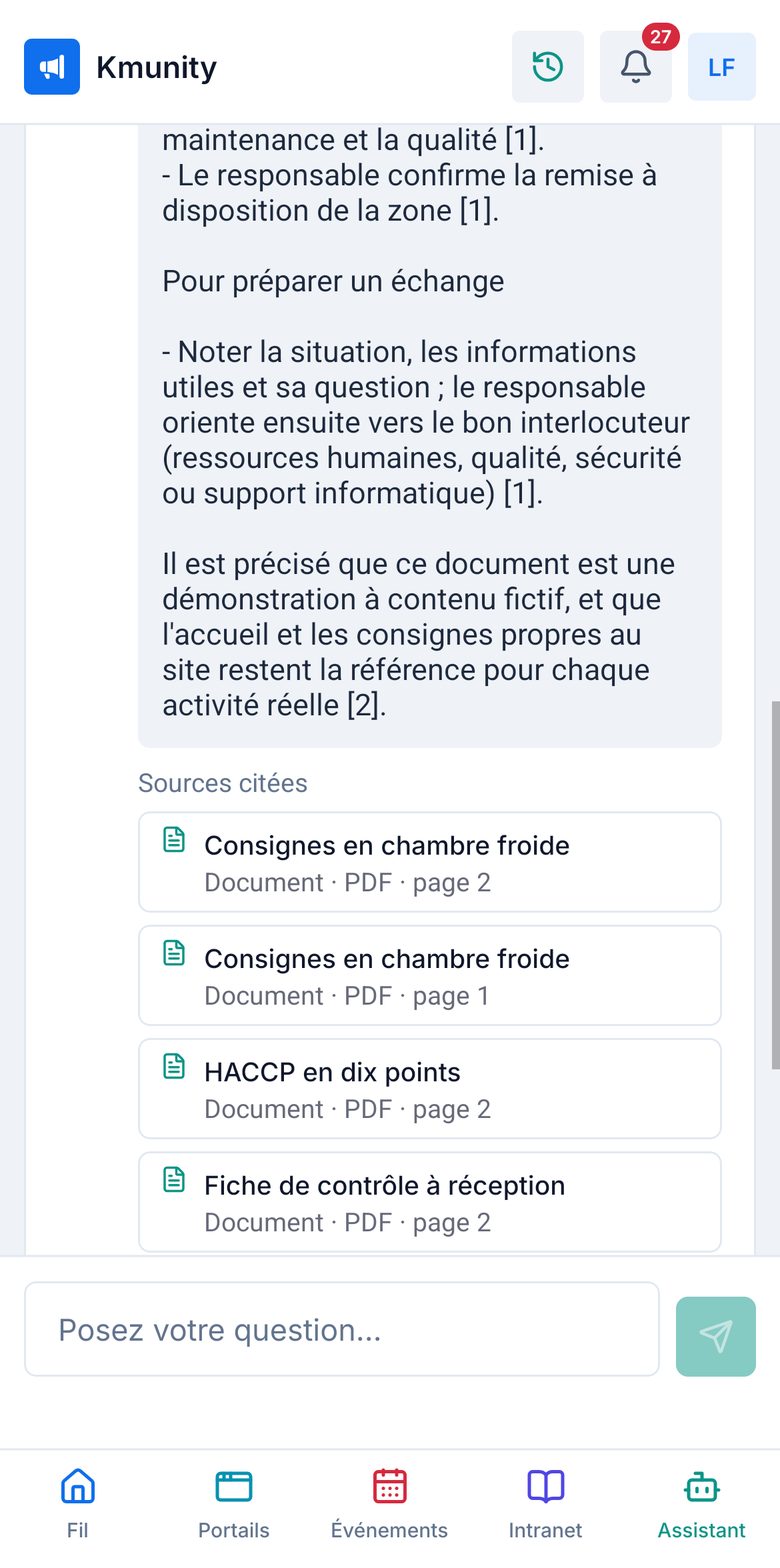 Une réponse de l’assistant sur téléphone et ses sources documentaires Sextant