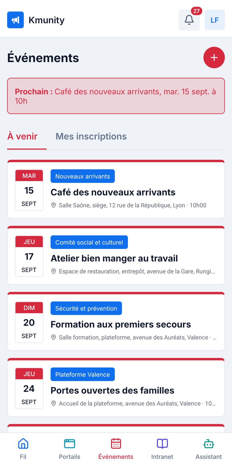 Les événements Sextant sur téléphone : café des nouveaux arrivants et prochains rendez-vous